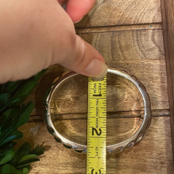 Ribbed Sterling Silver 950 Hinged Bracelet/Bangle - Picture 4 of 8
